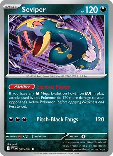קלף בודד single פוקימון - seviper - Phantasmal Flames - 062/094