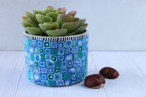 עציץ בינוני בגווני כחול