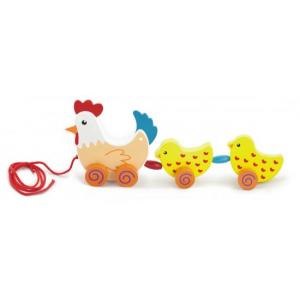 צעצוע משיכה מבית Viga תרנגולת ואפרוחים לפעוטות