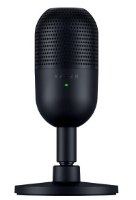 מיקרופון קונדנסר לגיימרים Razer Seiren V3 Mini – פריט בודד שחור עומד על מעמד תואם עם נורית לד ירוקה
