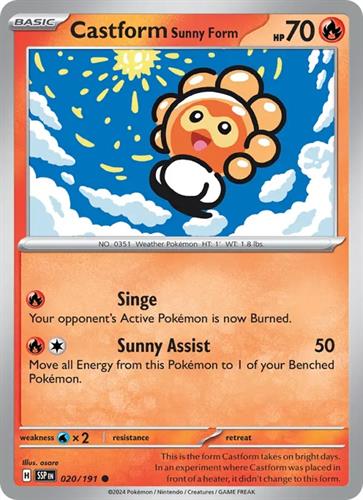 קלף בודד single פוקימון - castform sunny form - Surging Sparks - 020/191