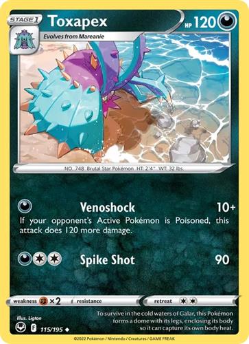 קלף בודד single פוקימון - toxapex - Silver Tempest - 115/195