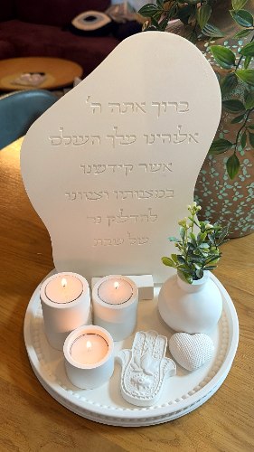 סט הדלקת נרות לשבת - מגש גדול!