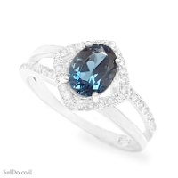 טבעת מכסף משובצת אבן טופז כחול ואבני זרקון RG6416 | תכשיטי כסף 925 | טבעות כסף