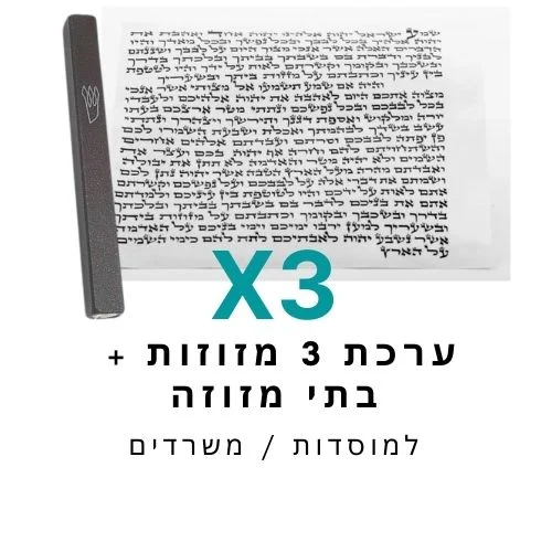 ערכת 3 בתי מזוזה אלומיניום שחור + קלפי מזוזה כשרים 10 ס"מ