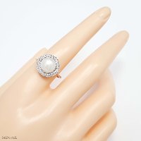 טבעת מכסף משובצת פנינה לבנה וזרקונים RG9092 | תכשיטי כסף 925 | טבעות עם פנינה