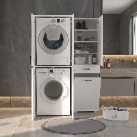 זוג ארונות משלימים אקסלוסיבים למכונת כביסה מייבש וסל כביסה עם אחסון מבית אלגנט אונליין