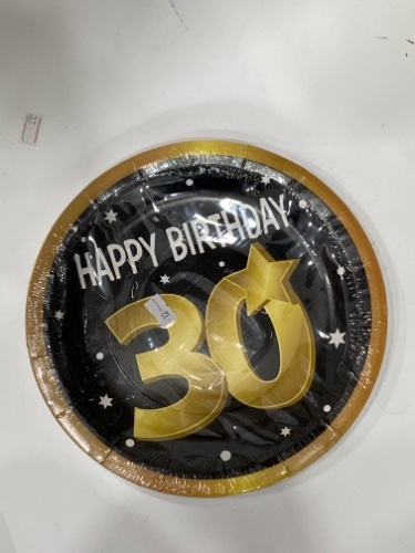 צלחות נייר 8 יח- יומולדת 30