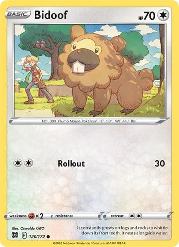 קלף בודד single פוקימון - bidoof - Brilliant Stars - 120/172