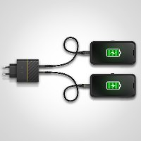ראש טעינה Otterbox מהיר שתי יציאות USB A 12W + USB C 18W- PD שחור