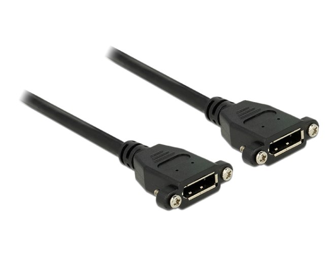 כבל מאריך לפאנל הברגה בכל צד Delock DisplayPort 1.2 Extension cable Panel-mount  4K 60 Hz 1 m
