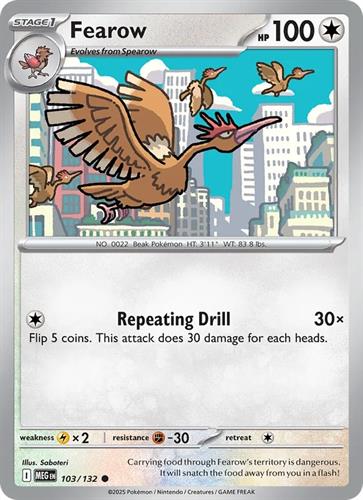 קלף בודד single פוקימון - fearow - Mega Evolution - 103/132