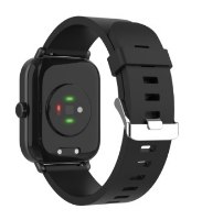 שעון חכם FitPro S3 – מבט אחורי על המכשיר השחור המציג את חיישני הדופק המוארים