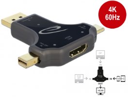 מתאם Delock Monitor 3 in 1 Adapter with USB-C DisplayPort mini DisplayPort in to HDMI out