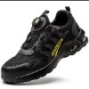 שחור צהוב - נעלי עבודה ספורטיביות עם ברזל ופטנט קשירה מהירה Quick Work Shoes