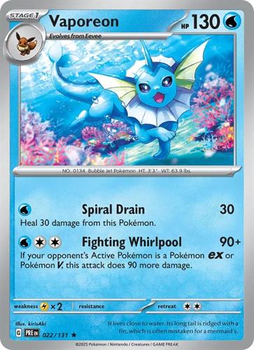 קלף בודד single פוקימון - vaporeon - Prismatic Evolutions - 022/131