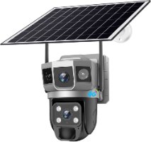 מצלמת אבטחה סולארית (חיבור 4G – סיבוב 360°, 3 עדשות, איכות 4K)