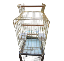 כלוב האכלת יד בצבע זהב כולל עגלה 33.5X38 ס"מ
