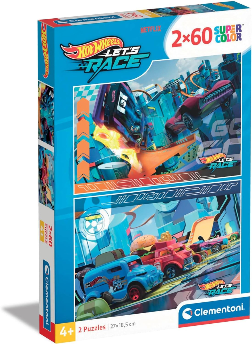 קלמנטוני - זוג פאזלים 2X60 חלקים  - HOT WHEELS חלקים  - Clementoni