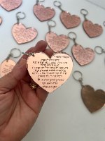 20 מחזיקי מפתחות- לב- ברכת הדרך/מזמור לתודה+חריטה אישית (ניתן להגדיל כמות)
