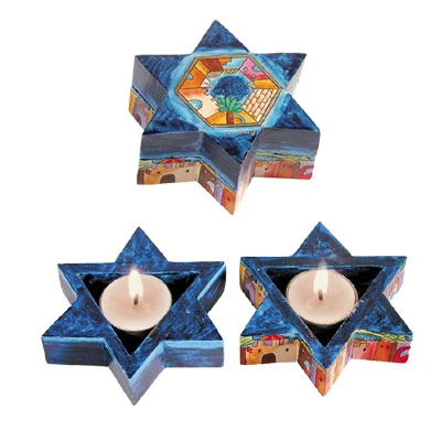 פמוטי נסיעה בצורת מגן דוד ציור ירושלים