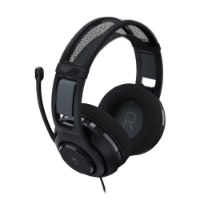 אוזניות גיימינג חוטיות צבע שחור Turtle Beach Atlas 200 PC – מכשיר שמע שחור עם מיקרופון וחיבור חוטי מונח על רקע לבן