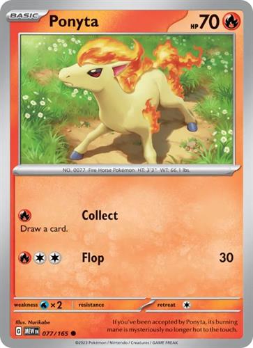 קלף בודד single פוקימון - ponyta - 151 - 077/165