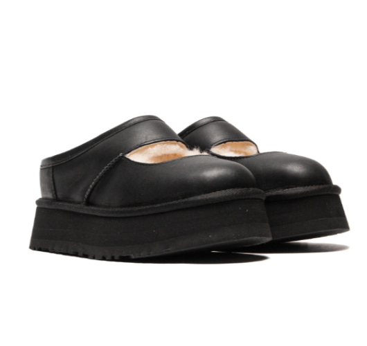 UGG -כפכף 1172871 BLK ביאה מרי גיין שחור עור