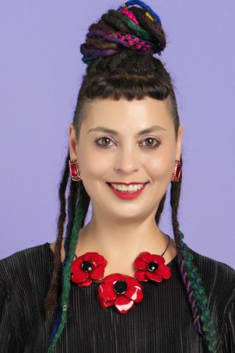 עגילי קליפס מתכת אבן מרובע אדום