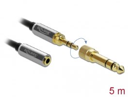 מאריך אודיו Delock Extension Stereo Jack Cable 3.5 mm 3 pin with screw adapter 6.35 mm 5 m