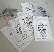 30 שקיות בד סאטן ריקות לסוכריות-לבת מצווה-כסף. ניתן להגדיל כמות