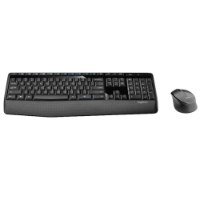 מארז מקלדת ועכבר אלחוטיי Logitech MK345 – מקלדת ועכבר שחורים אלחוטיים מוצגים על רקע לבן