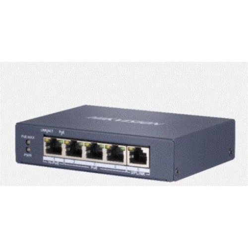 מתג לא מנוהל 4 פורטים Hikvision 4 Port Gigabit Unmanaged POE Switch DS-3E0505HP-E
