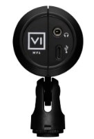 מיקרופון גיימינג דינמי Shure MV6 – מציג את גב המיקרופון השחור עם חיבורי יציאה וכניסה ומתאם סטנד