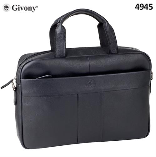 תיק עור איכותי ללטפטופ מבית GIVONY גבעוני 41x30x7ס"מ שחור,תא מרכזי אחד, רצועת כתף ורצועת כתף + שתי ידיות מתאים למחשב נייד עד גודל 15.6" דגם GV-4943