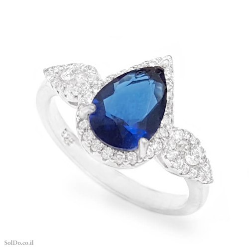 טבעת מכסף משובצת אבן זרקון צבע כחול RG6405 | תכשיטי כסף 925 | טבעות כסף