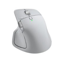 עכבר אלחוטי צבע אפור Logitech MX Master 4 For Mac – USB פריט בודד המציג את העכבר האפור מזווית עליונה-שמאלית ונורית ירוקה