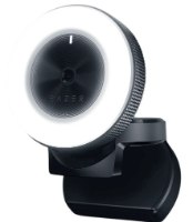 מצלמת רשת עם טבעת תאורה מתכווננת Razer Kiyo – מבט קדמי על המצלמה עם תאורה לבנה