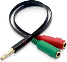 כבל מפצל אודיו 3.5 מ"מ – אוזניות + מיקרופון (אדום/ירוק)