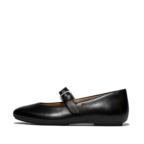 דליקטו מרי ג'יין נעל עור שחורה FITFLOP Delicato Leather Mary Jane פיטפלופ