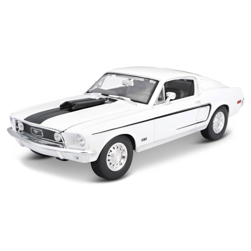 מאיסטו -  דגם מכונית פורד מוסטנג  צבע לבן - Maisto 1968 Ford Mustang GT COBRE JET White  1:18