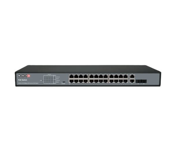 מתג Provision 24 PORT 100MB POE Switch 2XUplink 1GB 370W Total