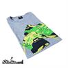 חולצה אפורה -  Gray shrit - חולצה לקיץ כחול נייבי הדפס גראפי "דריכה"👣