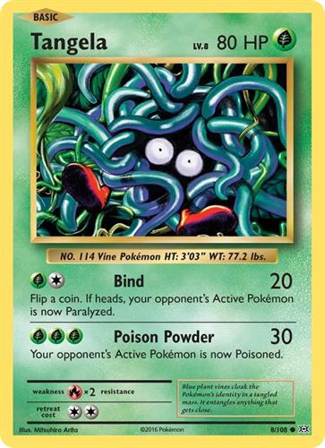 קלף בודד single פוקימון - tangela - Evolutions - 8/108