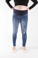 ג׳ינס הריון שלומית  - כחול ארוך עם קרעים