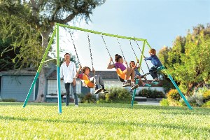 נדנדת שלושה חלקים 2 נדנדות ונדנדת גלישה זוגית לחצר לילדים|323X235X200 ס"מ|מקט 44121| INTEX|קפיץ קפוץ
