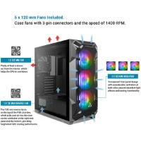 מארז גיימינג Antec Dark Fleet DF600 Flux, Mid Tower