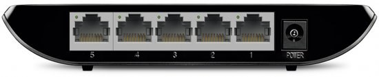 מתג TP-Link TL-SG1005D 5 Ports 10/100/1000Mbps – מבט על חמשת יציאות ה-LAN ויציאת החשמל