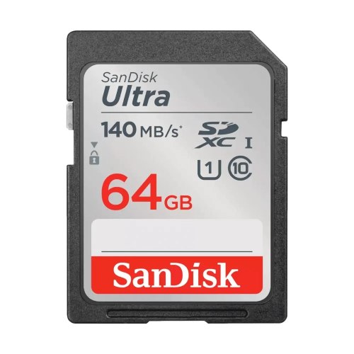 כרטיס זיכרון SD, דגם SanDisk Ultra 64GB UHS-I במהירות 140MB/s מבית סנדיסק