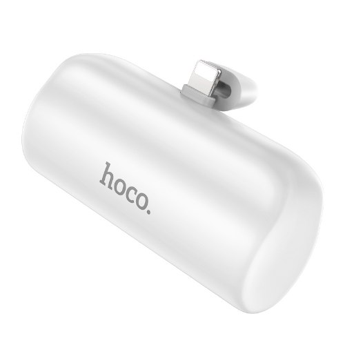 סוללת גיבוי סופר קטנה 5000mAh חיבור לאייפון  HOCO J106 Lightning עם רגלית מעמד צבע לבן